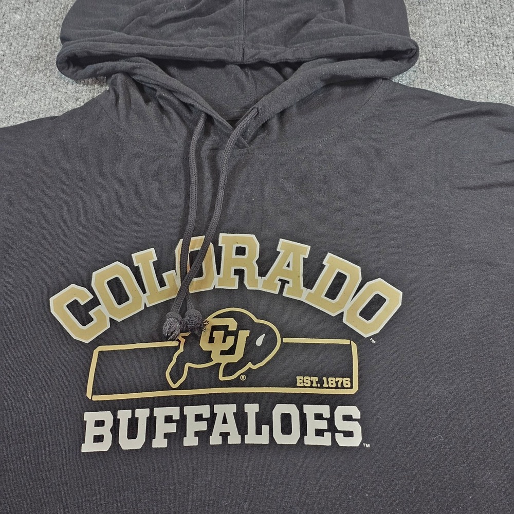 Champion Colorado Buffaloes Mens 2XL Black Hooded Long Sleeve T-Shirt CSWHF14